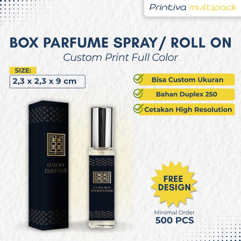 Botol Parfum/ Roll on Custom/ Box Packaging 10ml/ Spray Box Custom/ Box Full Print