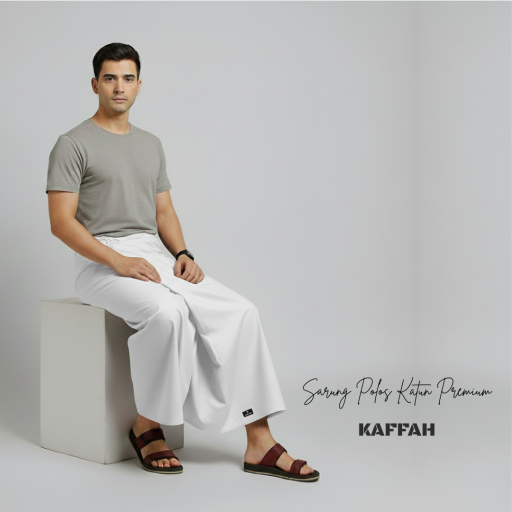 Kaffah - Sarung Polos Dewasa Premium Warna Putih