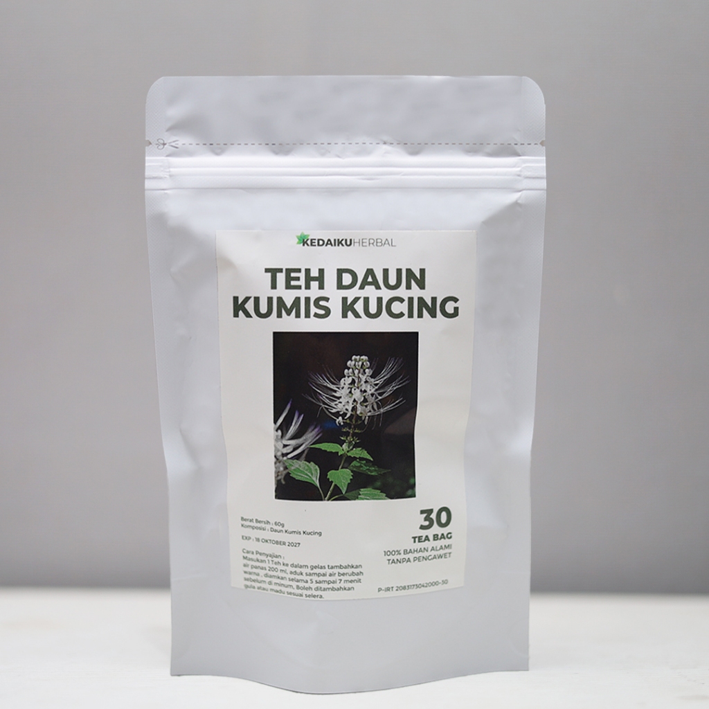 TEH DAUN KUMIS KUCING : Teh Batu Ginjal Isi 30 Tea bag 100% ORIGINAL