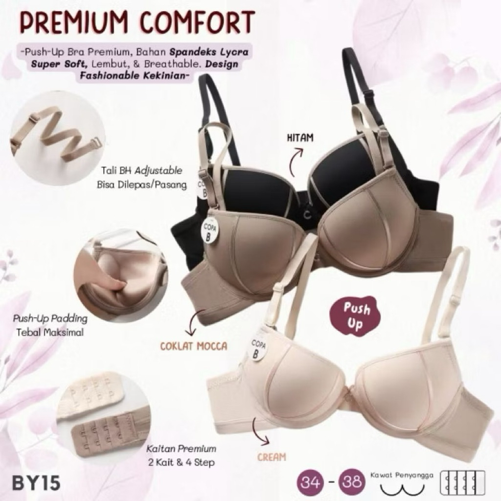 CHELYNE PUSH UP BRA BY15 (hitam)