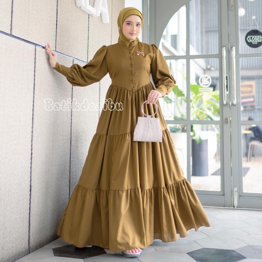 Evina Dress Korean Style Berhijab Toyobo OOTD Evina Dress - Dress kekinian korean style berhijab oot