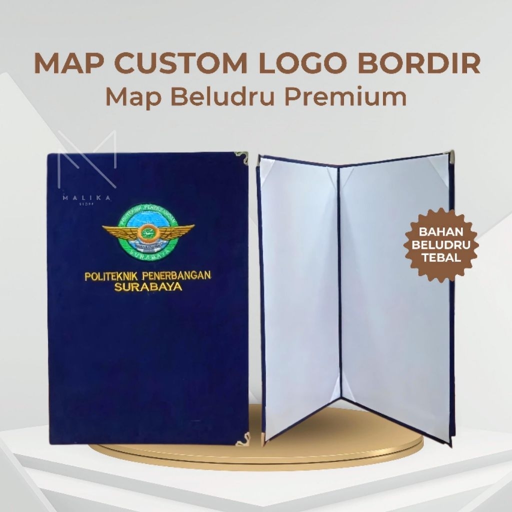 Map Custom Logo Bordir F4 & A4 Map Beludru Premium