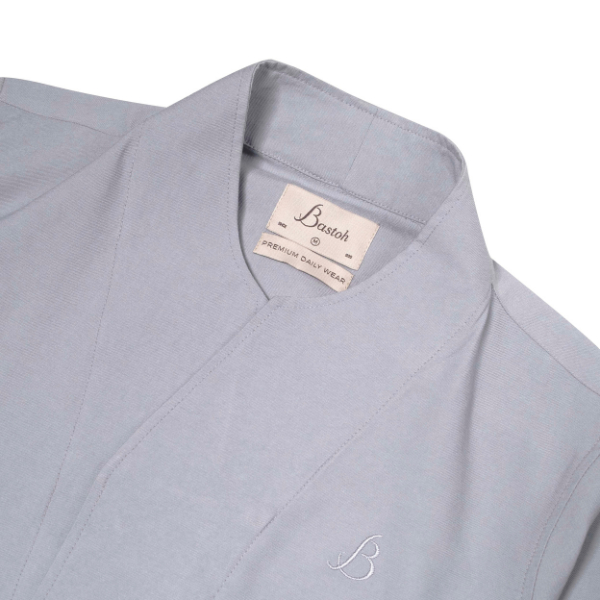 BASTOH Nayef Warna Ashblue Baju Koko Pria Dewasa Lengan Panjang