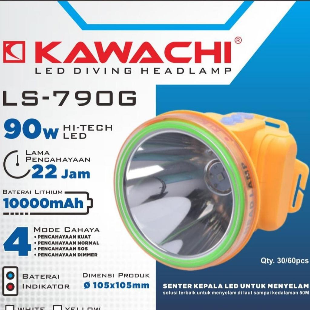 Kawachi LS-790G Senter Kepala Selam 90w Hi Tech LED Super Terang - Putih