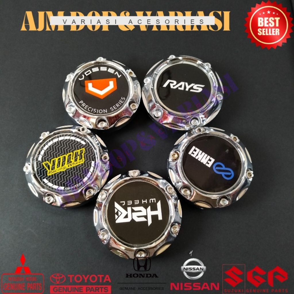 4pcs dop velg racing variasi kaizo cembung HZR ENKEI VOSSEN VOLK RAYS crom diameter luar 6.4cm diame