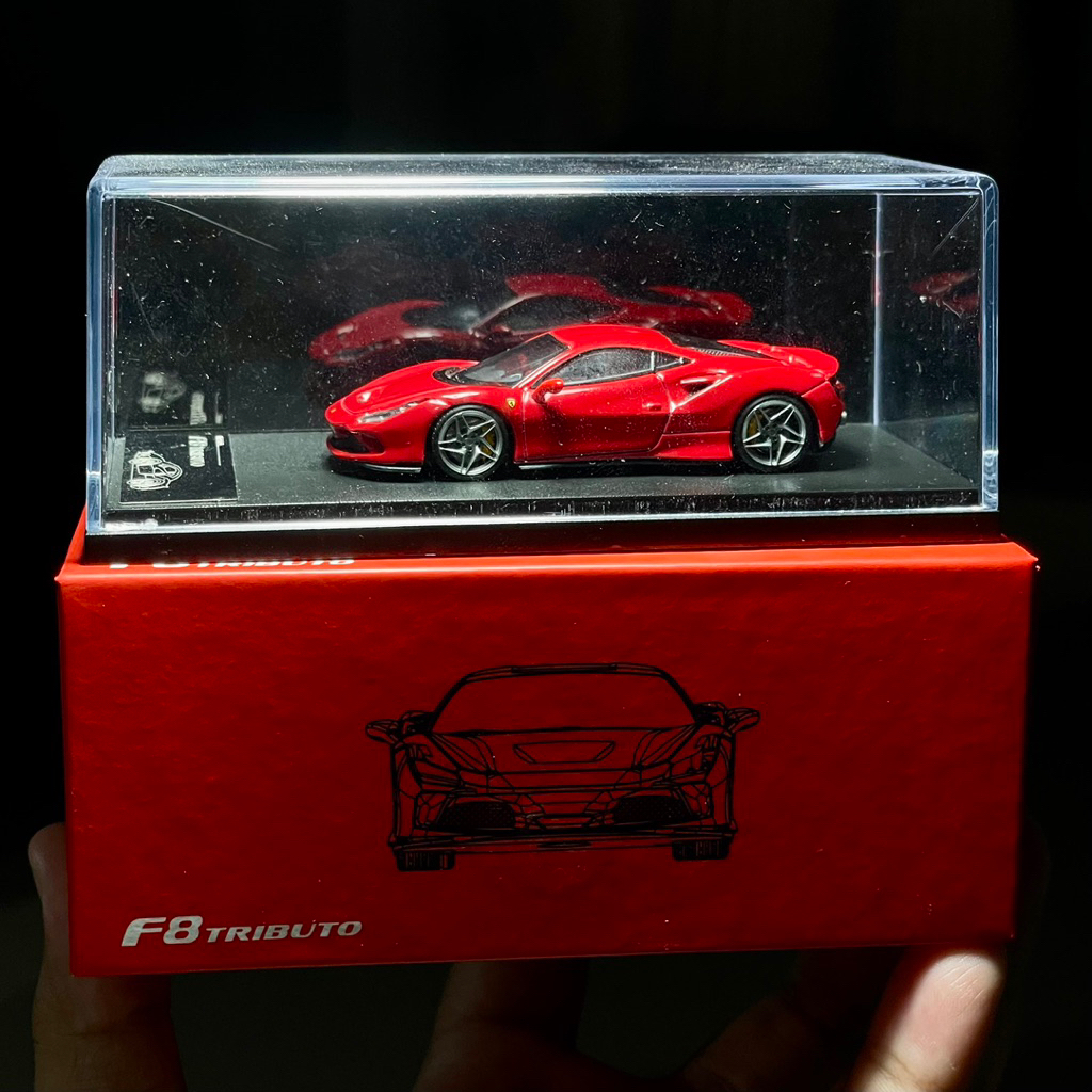 XF Model Ferrari F8 Tributo Rosso Corsa + Detailed Rolling Wheels