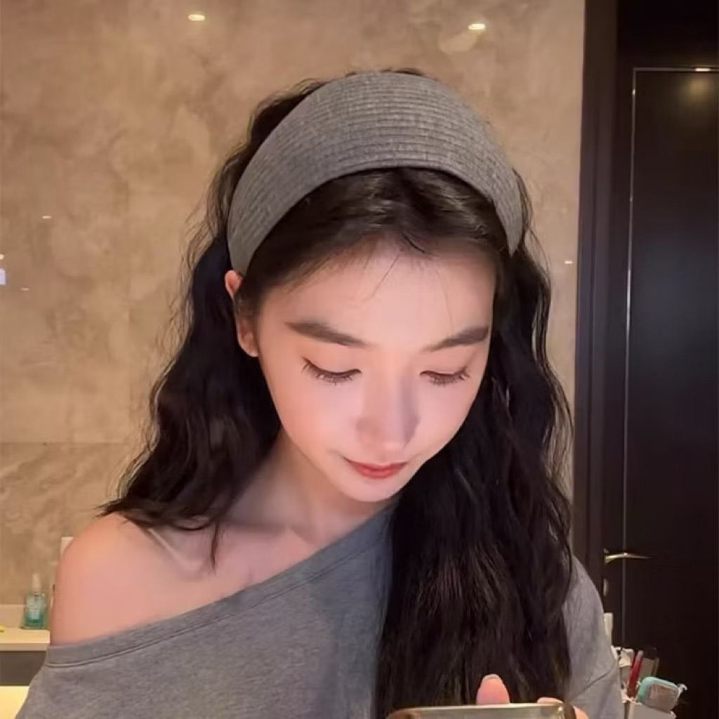 (N-063) Bando Bandana kain Lebar Garis Polos Wanita Dewasa Korea Revlin / Bandana Bahan Lembut / Ban