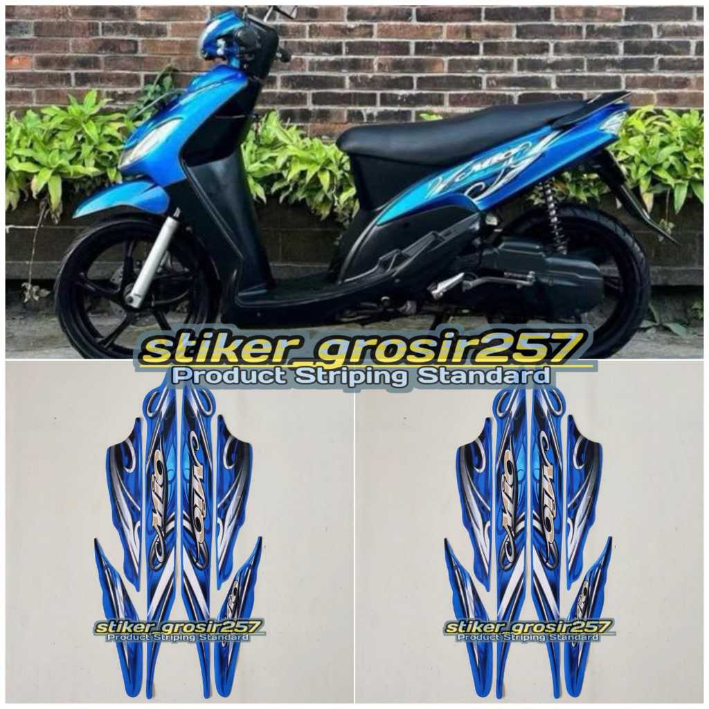 STIKER STRIPING LIS BODY MOTOR MIO SMILE 2010 2011 BIRU STANDAR