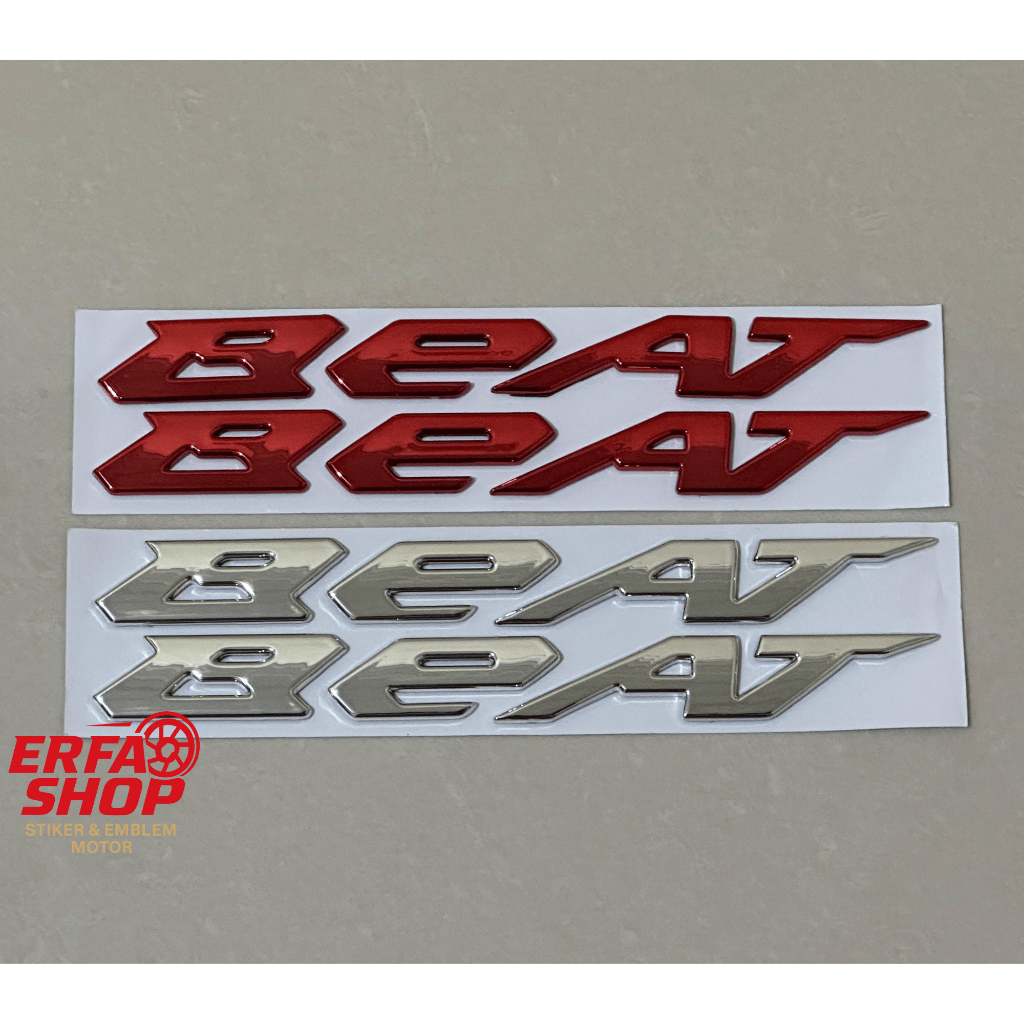 Emblem Beat Deluxe Beat New ABS 3D Timbul Logo Honda Beat 2020 2021 2022 Chrome Red Merah
