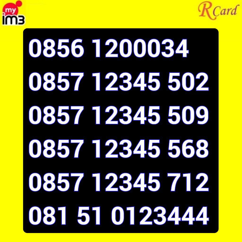 Perdana Nomor Cantik IM3 Indosat Urut Naik 12345 12000 1200034 123444 01234