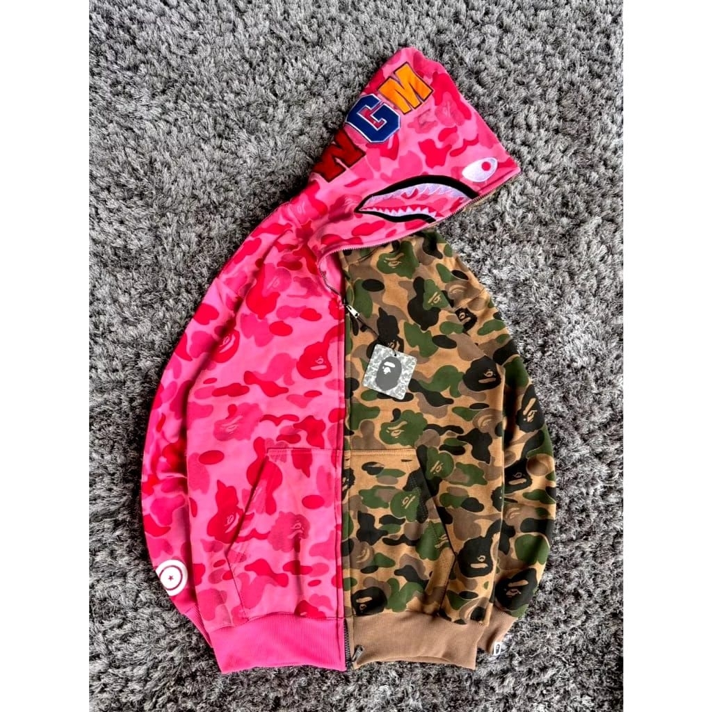 HOODIE ZIPPER BAPE PINK HIJAUU