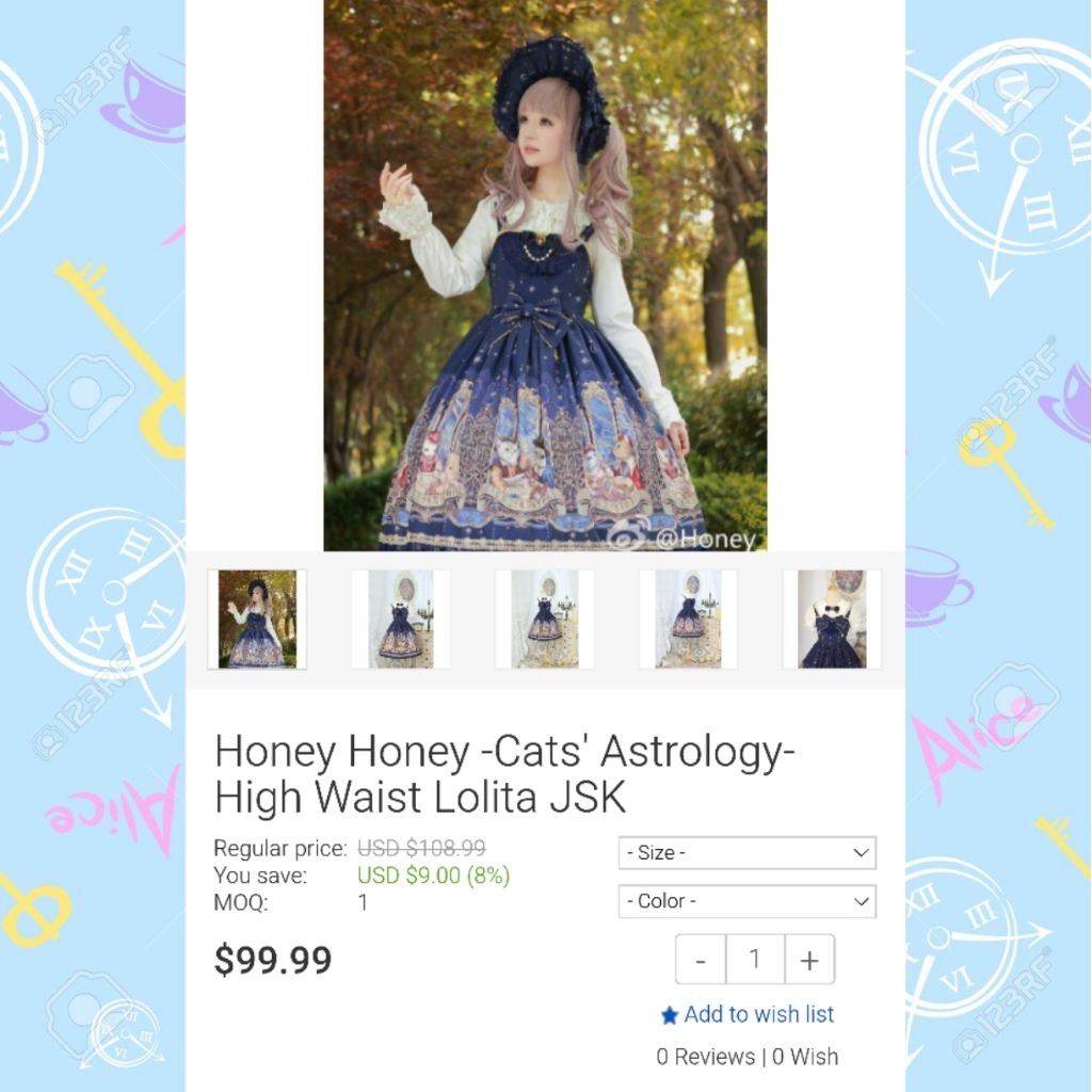 Cat astrology soft blue JSK dress