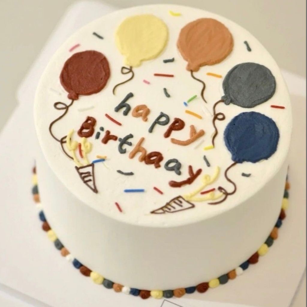 Custom Birthday Cake Lucu Kekinian Kue Ulang Tahun Buttercream Korean Cake