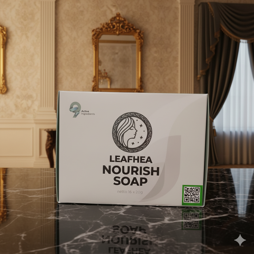 SABUN WAJAH LEAFHEA NOURISH SOAP 1 BOX ISI 16 PICS KEMASAN TERBARU ORIGINAL LEAFHEA