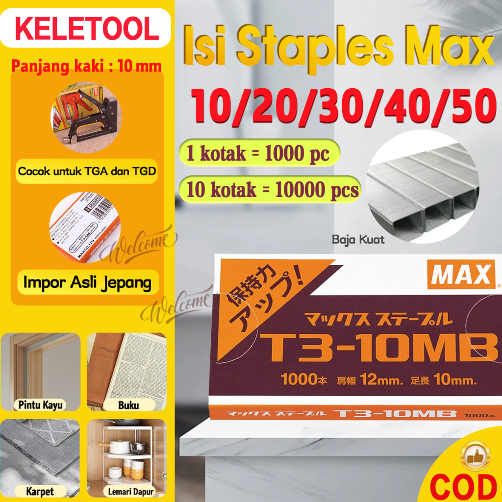Isi Stapler Tembak Max T3-10MB 30 Kotak Isi Stapler Gun Tacket Jarum Khusus Pistol Paku Isi Staples 