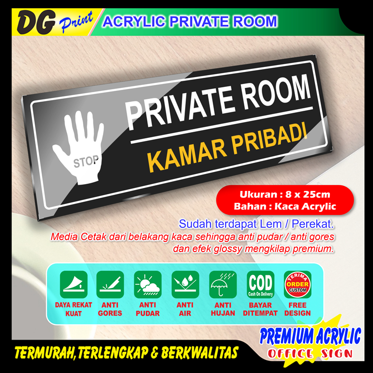 PREMIUM ACRYLIC private room kamar pribadi akrilik sign kamar rumah dilarang masuk