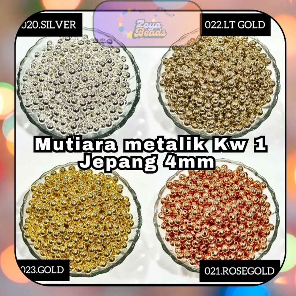 [25 Gram] Mutiara Metalik Kw1 Jepang 4mm / Payet Mutiara / Mute payet / Mute Jepang / Mute Metalik /
