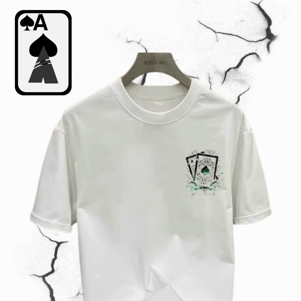 Kaos Pria Kece - Motif Ace Hati Merah, Bahan Katun Premium Dengan Motif Terbaru ACE HATI