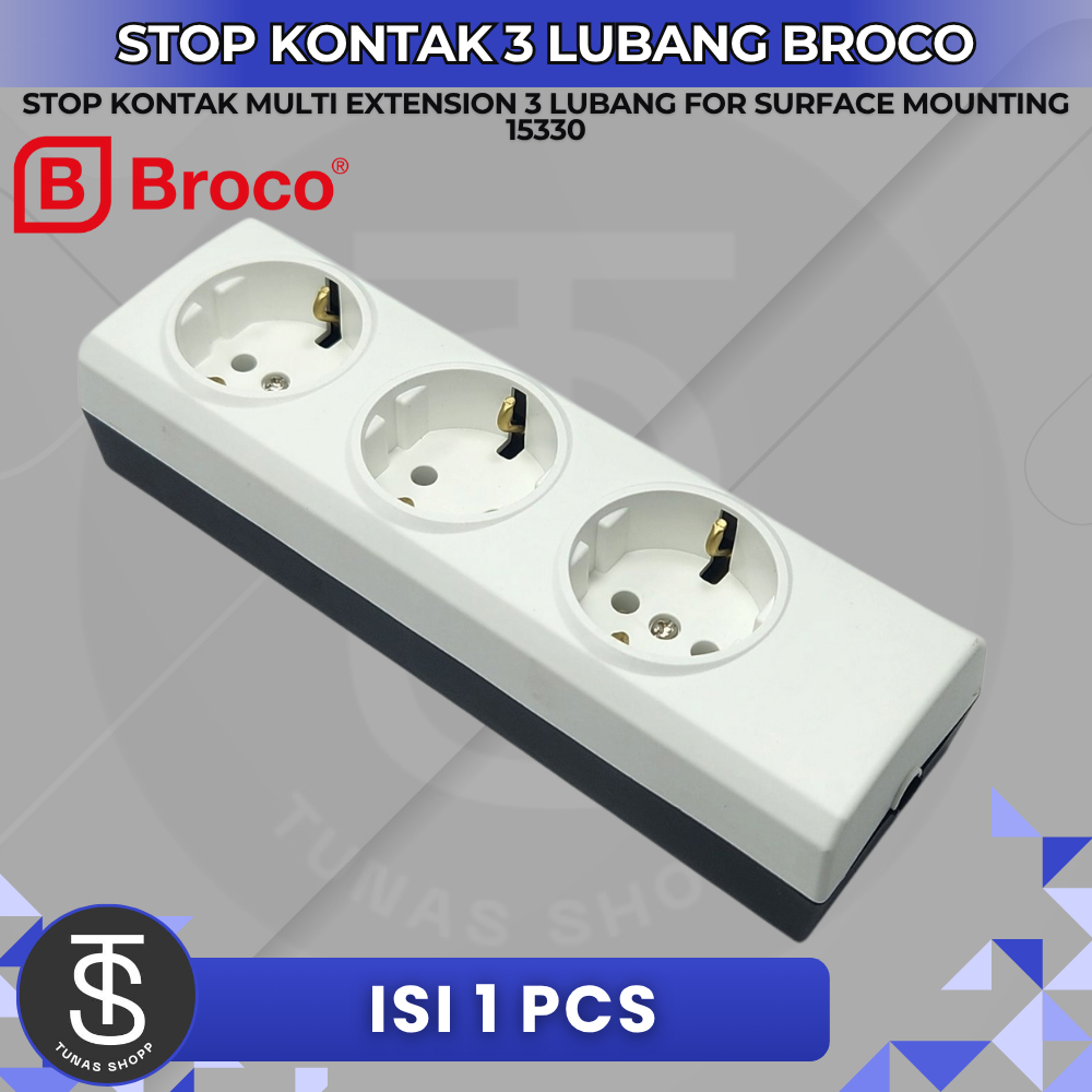 STOP KONTAK 3 LUBANG BROCO 15330 / STOP KONTAK 3 LUBANG BROCO 15330 / Stop Kontak Broco 3 Lubang / S