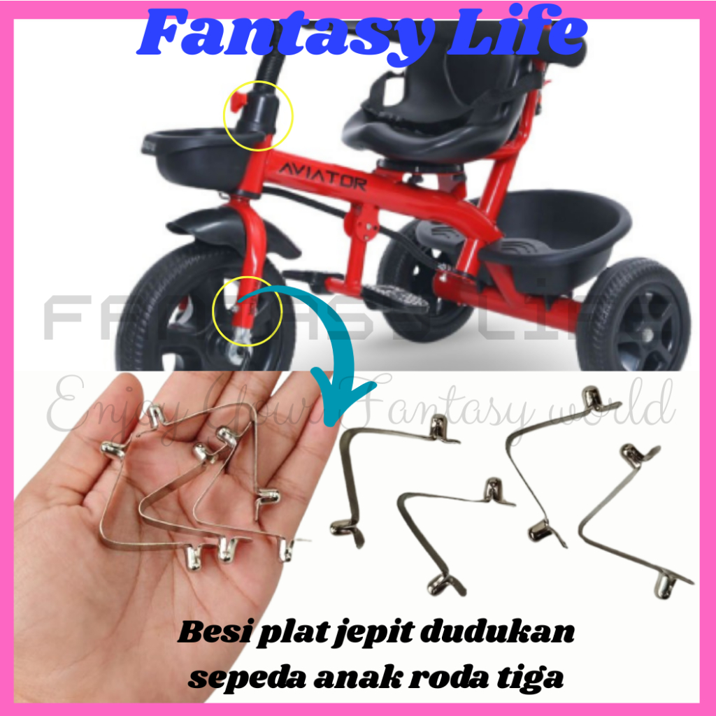 Fantasy Pin penjepit jepitan fork stang dorongan sepeda anak roda tiga