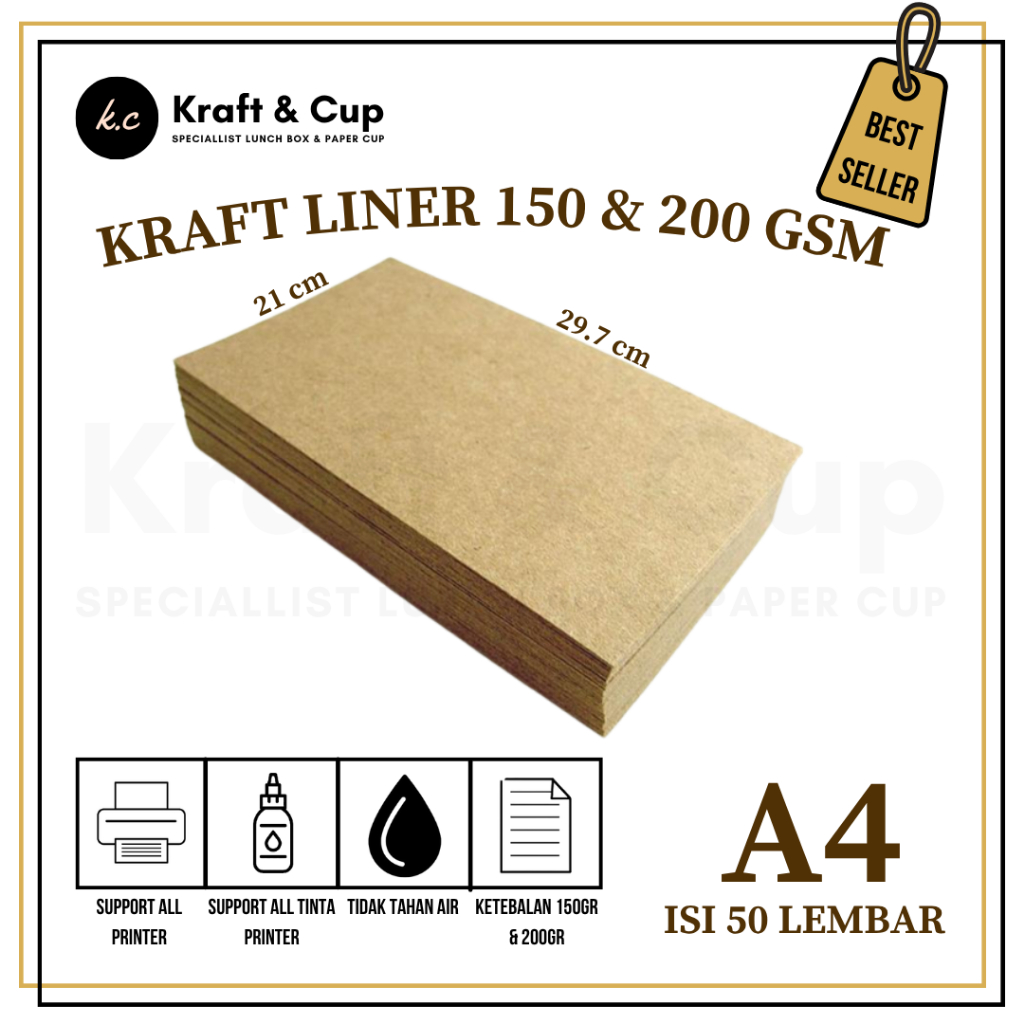 [50 LBR] Kertas Kraft A4 Liner 150 & 200 gsm Kraft Liner A4 Kertas Cokelat A4