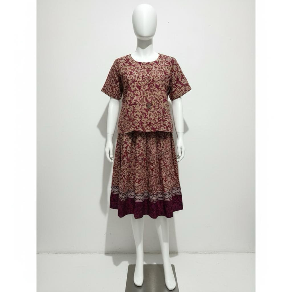 PRELOVED SETELAN BATIK ROK PAYUNG / ONE SET BATIK / BATIK FORMAL / BAJU KERJA