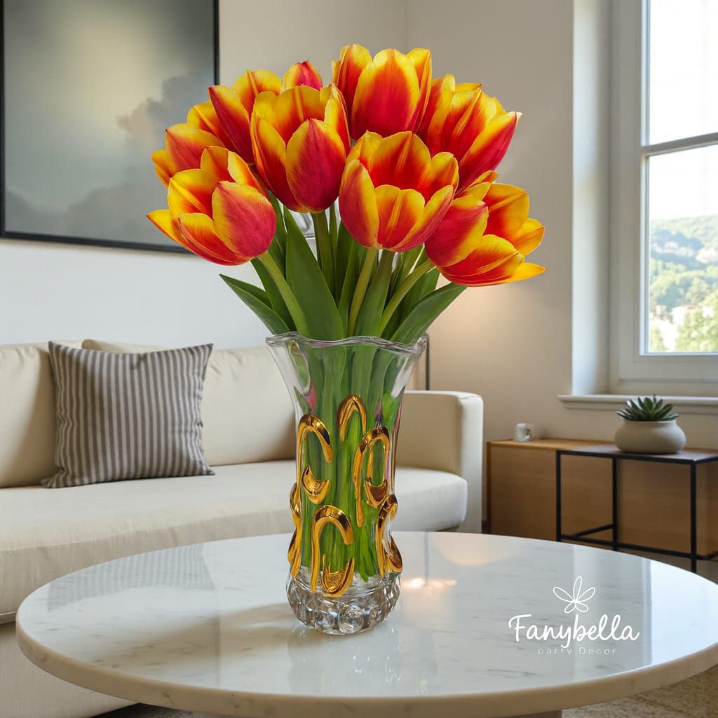 Vas Kaca Kristal Bunga Keramik Ukuran 35 cm Aesthetic Dekorasi Rumah Import