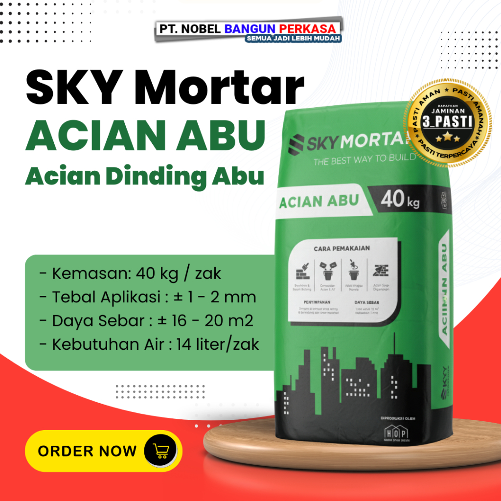 Sky Mortar Acian Abu / Semen Acian Halus Anti Retak 40kg