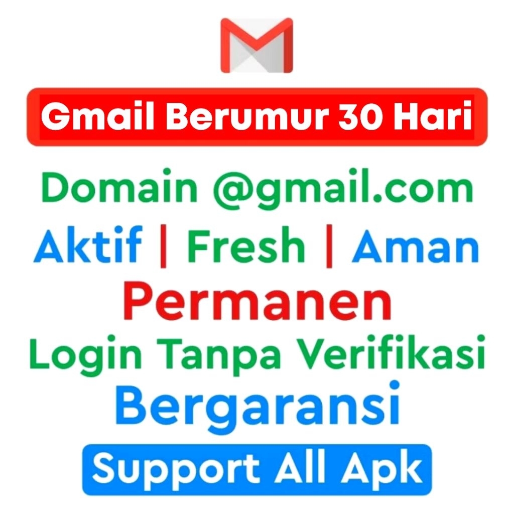Gmail old umur 30 hari setelah pembuatan random nama indo domain @gmail.com