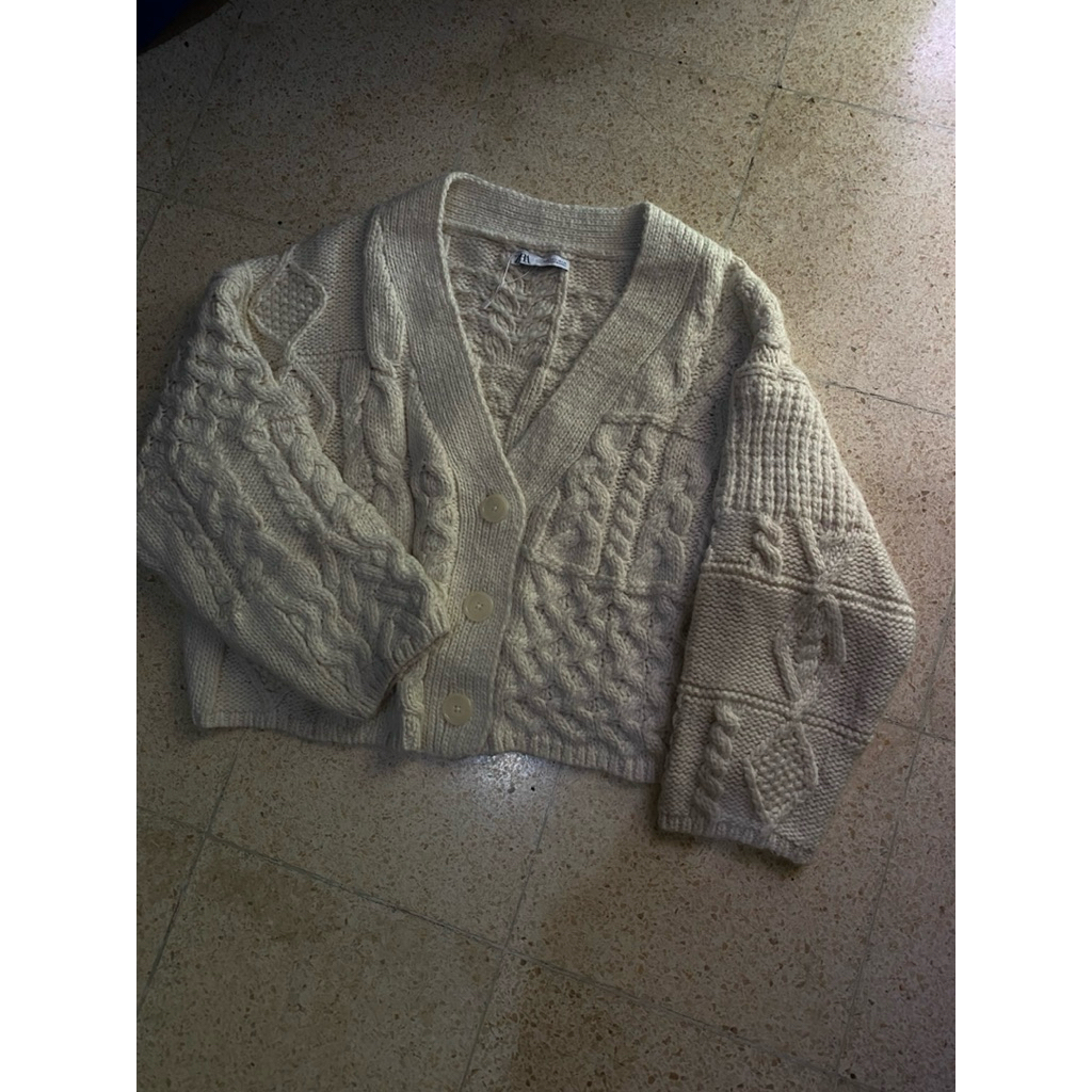 preloved zara cable knit cardigan