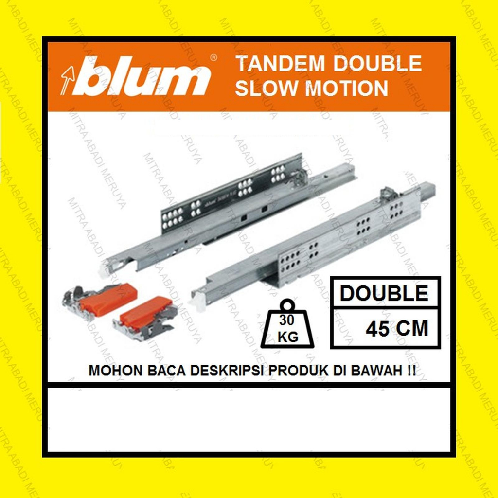 Rel Tandem BLUM 45 cm Double Extension Rel Laci BLUM Soft close Slowmotion Klip On