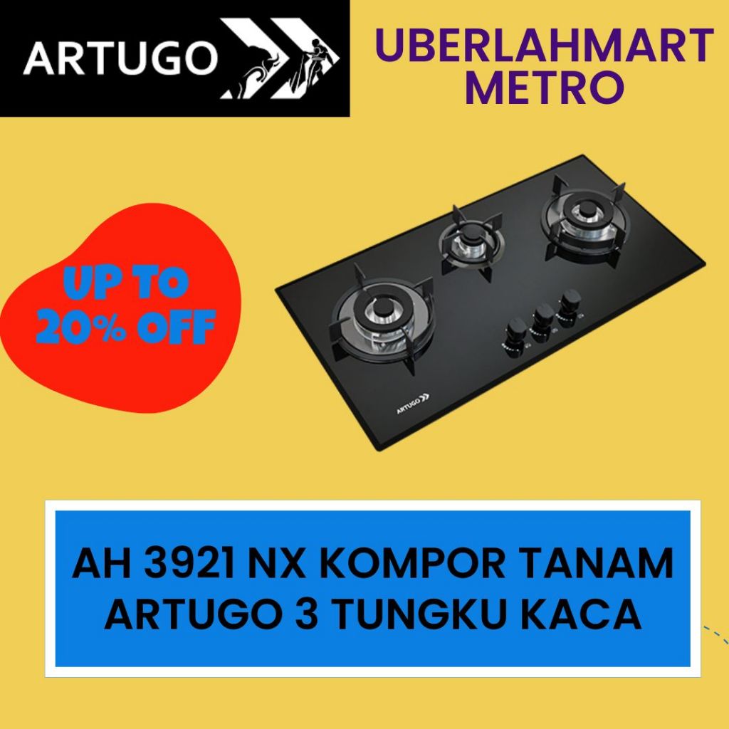 ARTUGO KOMPOR TANAM 3 TUNGKU KACA AH 3921 NX