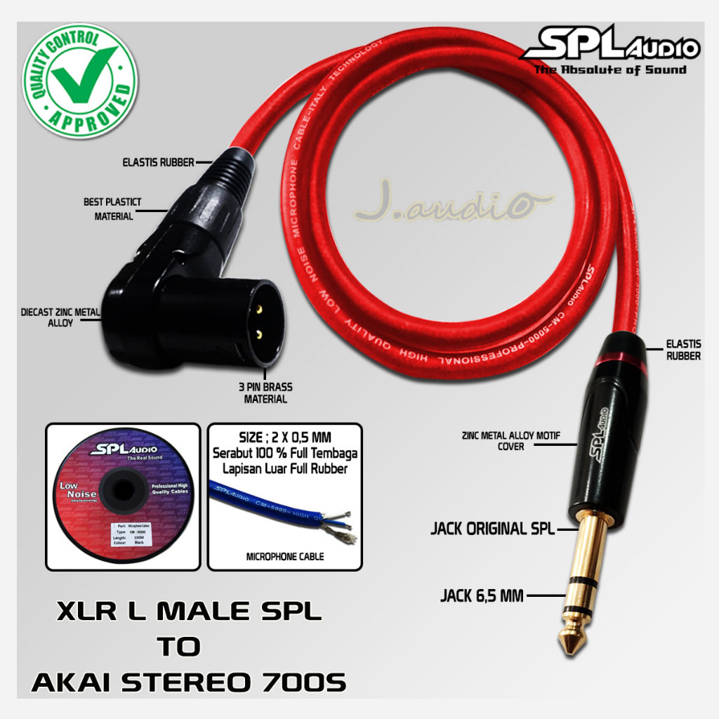 SPL AUDIO CM-5000 - Kabel audio / Kabel sound mixer Akai Stereo 700S RR to XLR L Male SPL AUDIO - JU