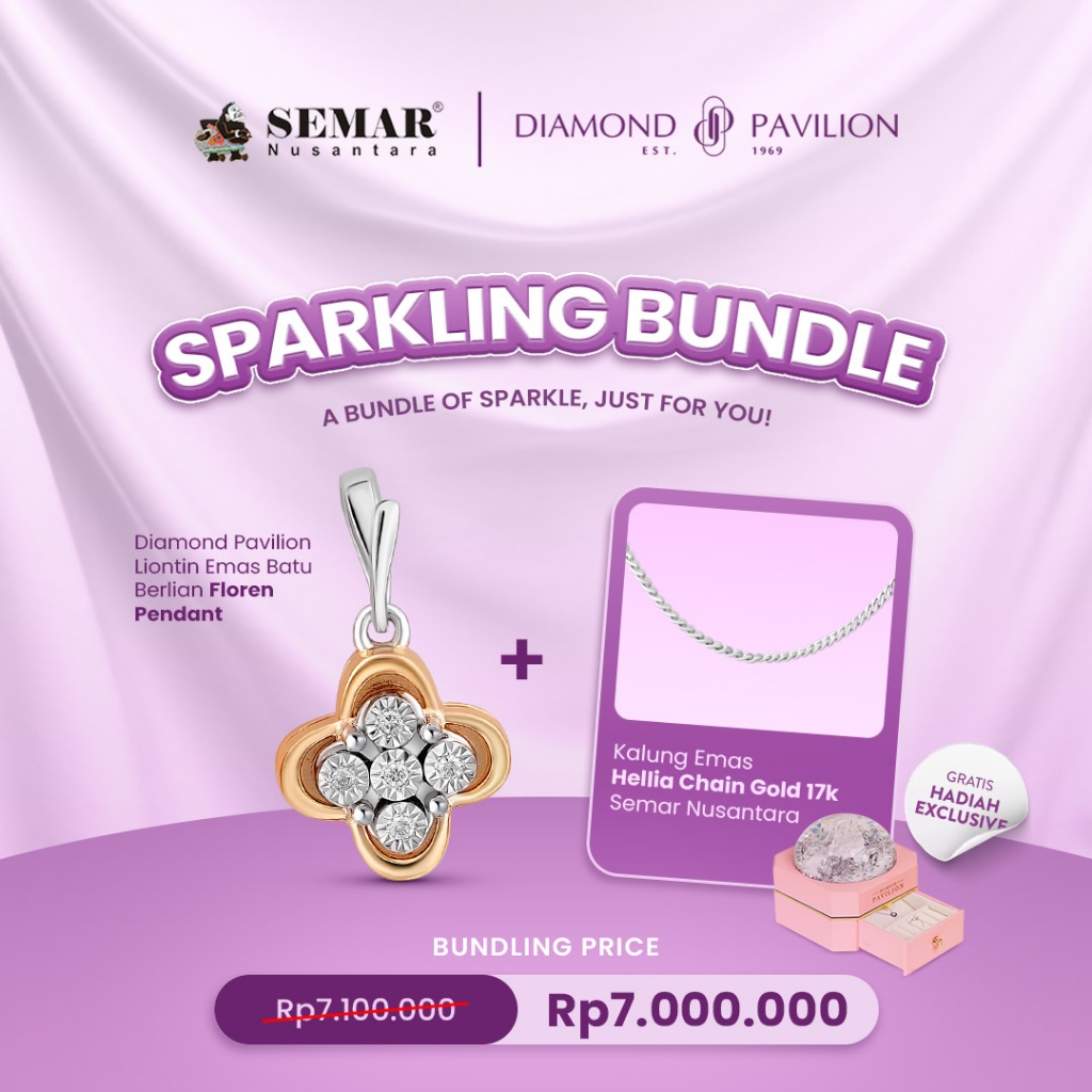 [BUNDLE] LIONTIN FLOREN DIAMOND PAVILION & KALUNG EMAS HELIA 17K SEMAR NUSANTARA