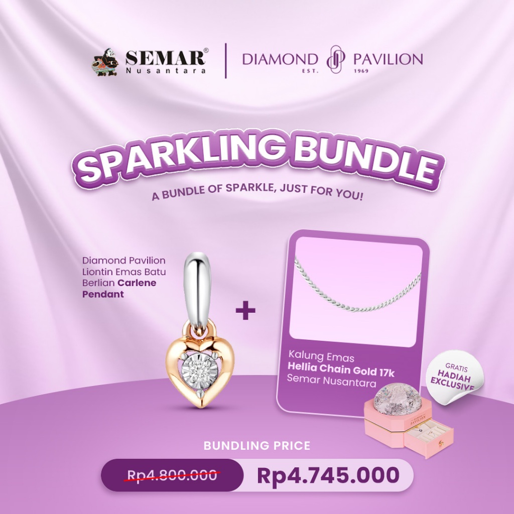 [BUNDLE] LIONTIN CARLENE DIAMOND PAVILION & KALUNG EMAS HELIA 17K SEMAR NUSANTARA