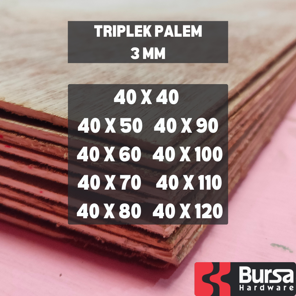 Triplek Palem 3mm Custom Plywood Multiplek Lebar 40cm Panjang 40-120cm