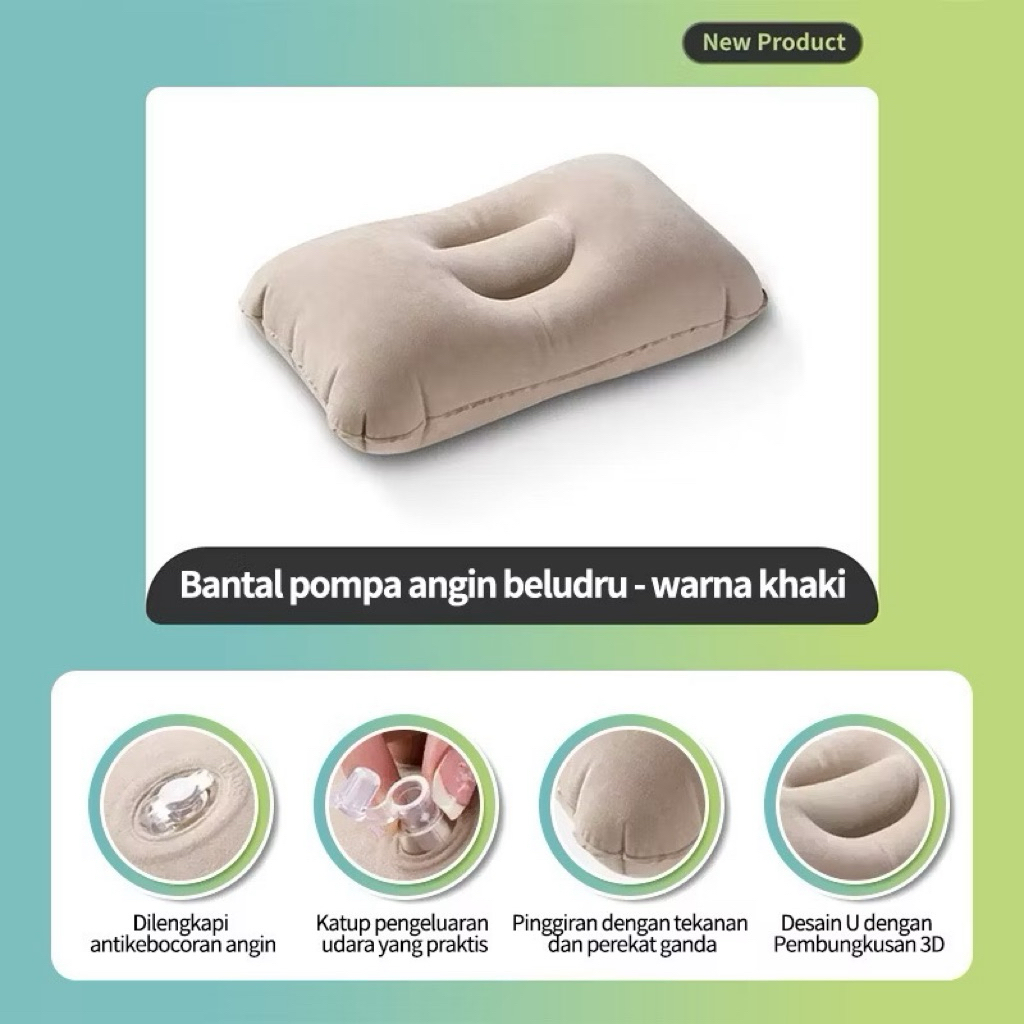 Bantal Tiup Besar 46 x 30 cm Warna Cream