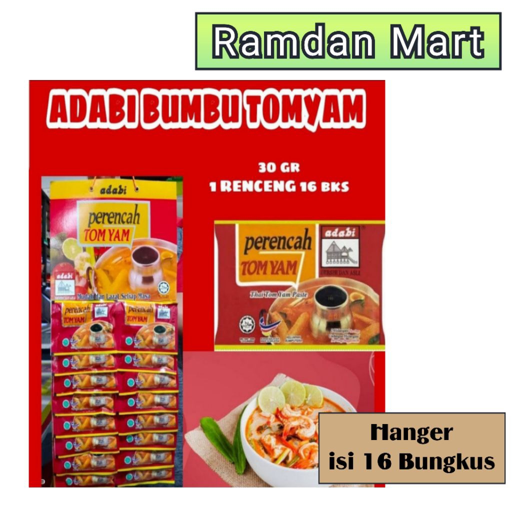 Bumbu TOMYAM ADABI I Perencah TOMYAM Adabi PerHanger ( isi 16 pcs )