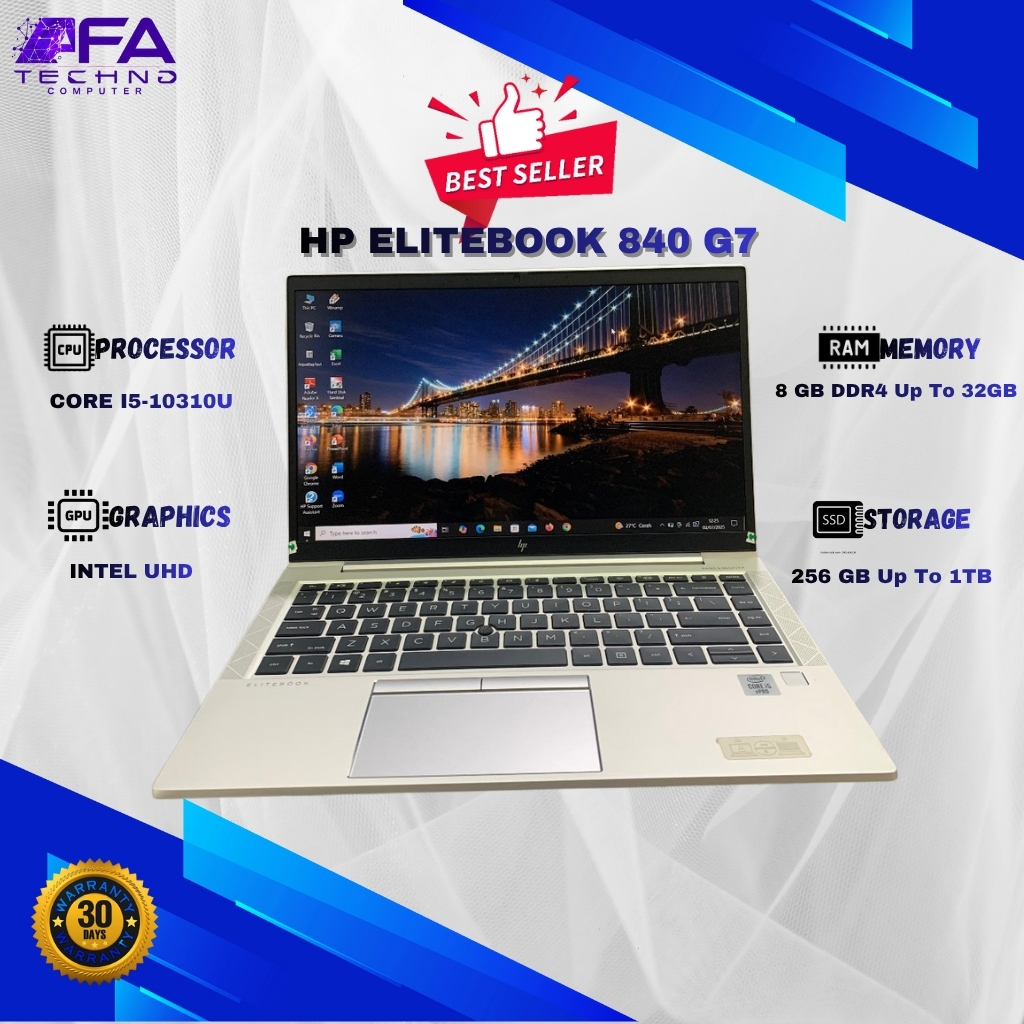 HP Elitebook 840 G7 | Intel Core I5 Gen 10 | RAM 8GB | SSD 512GB |