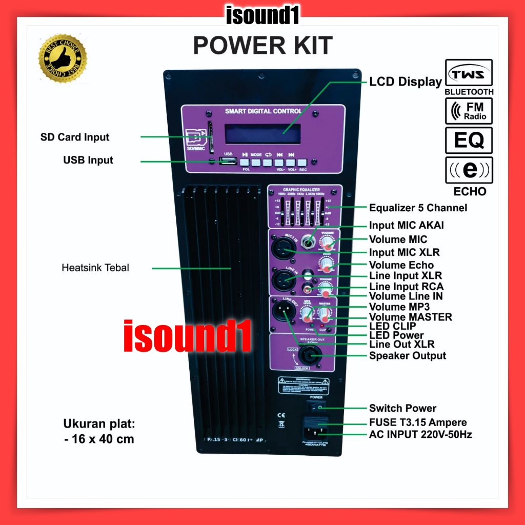 MESIN KIT POWER SPEAKER AKTIF 10 IN - 15 INCH USB BLUETOOTH ECHO 500-1000 WATT RECORD EQUALIZER ECHO
