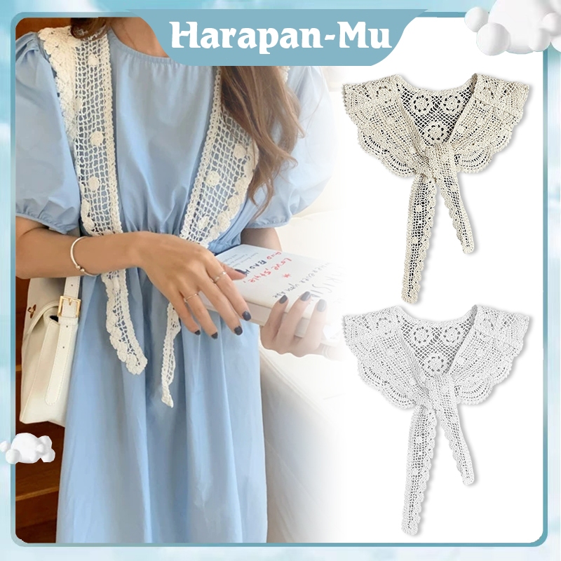 Kerah Baju Palsu Kerah Instan Fake Collar Renda Berongga Korean Syal Kekinian Kerah Wanita