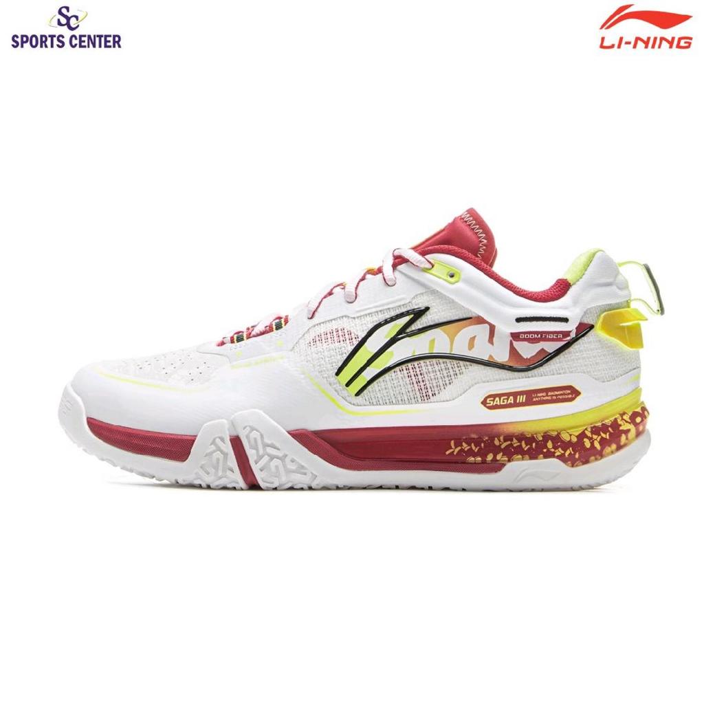 New Limited Sepatu Badminton Lining Saga III Pro / Saga 3 Pro AYAV001 White / Pale Lime / Yellow