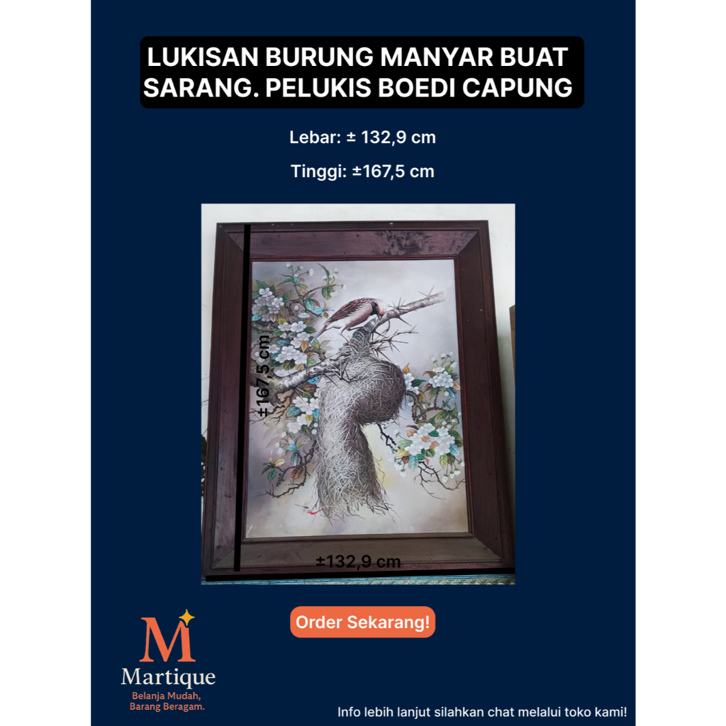 LUKISAN BURUNG MANYAR BUAT SARANG, PELUKIS BUDI CAPUNG
