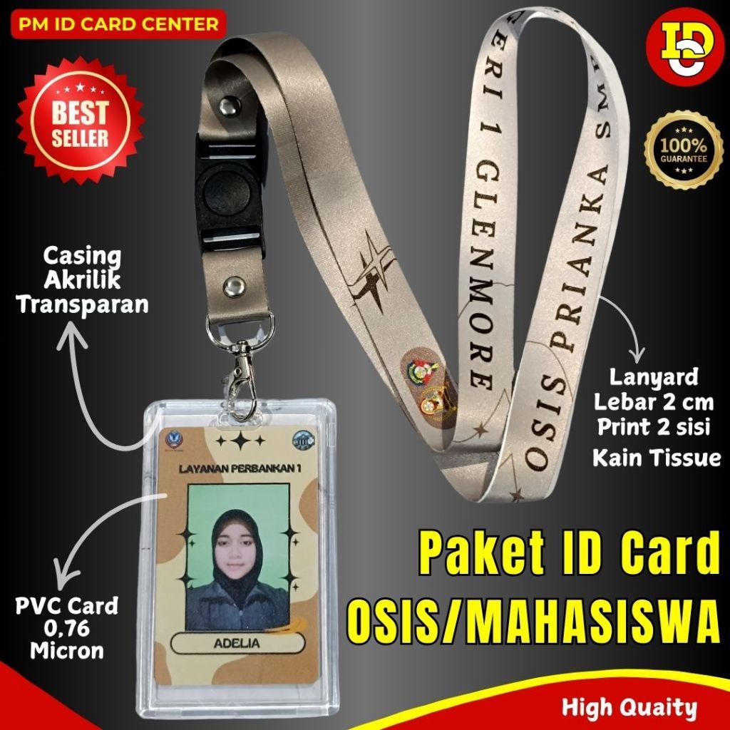 ID Card Lanyard OSIS Pelajar Mahasiswa BEM Hima KKN Mpk Pramuka Event paket fullset custom