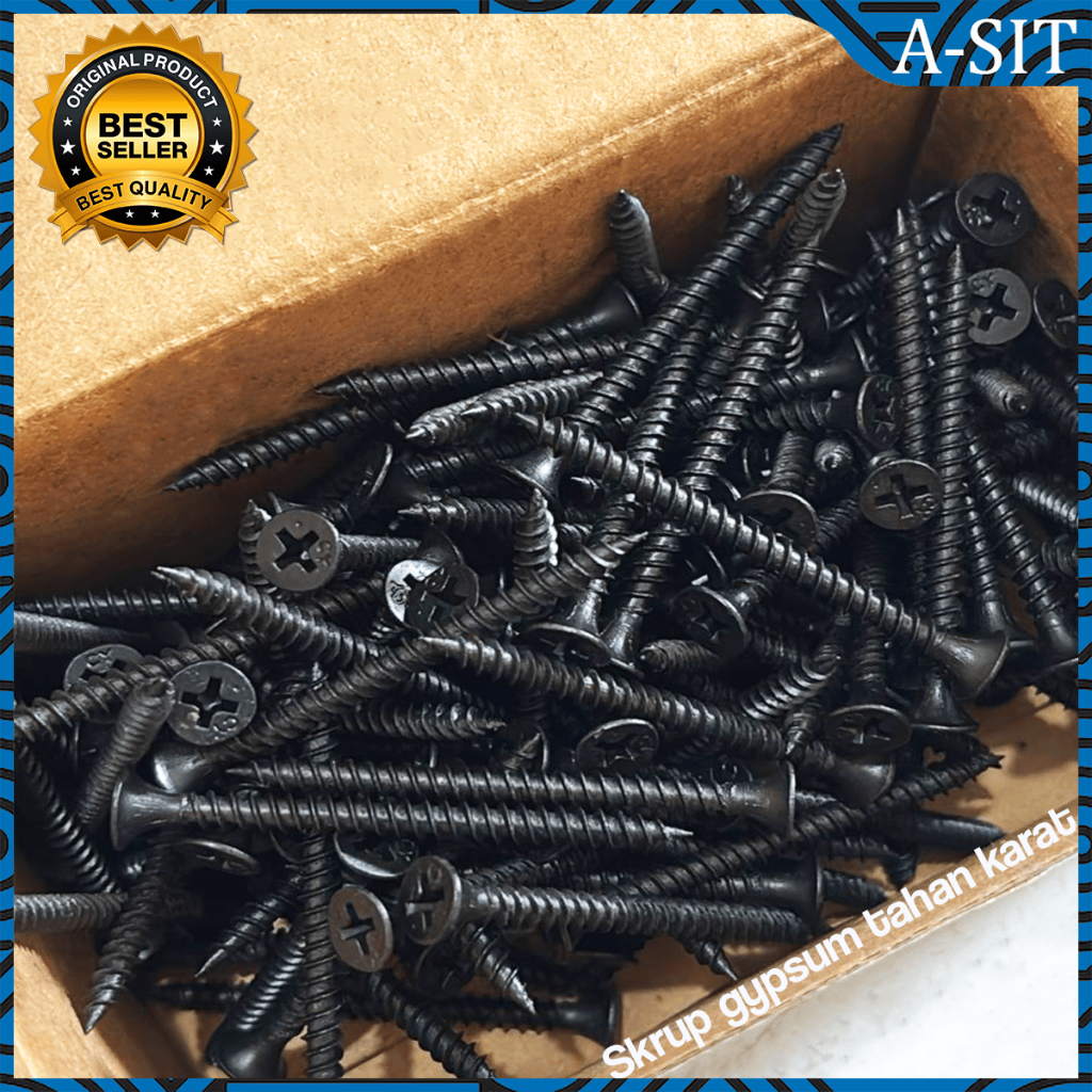Skrup Gypsum 500gr Hitam Anti Karat | Sekrup Gypsum Baja Ringan