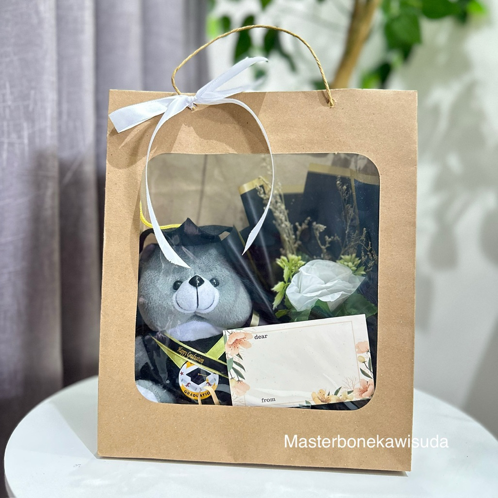 Juleashop Tipe 2 Tas Hampers Wisuda Tas Mika Boneka / Buket Bunga Artificial/ Kado Wisuda / Buket