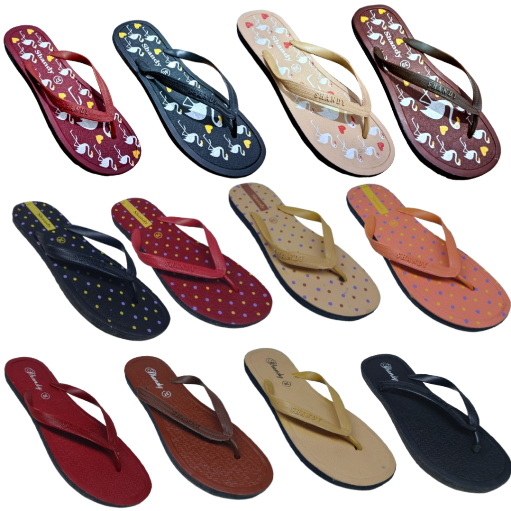 GLASTON-POLKA-FLAMINGGO Sandal Jepit Cewek Karet Harian / Sandal Japit Wanita Santai Anti Air 37-40