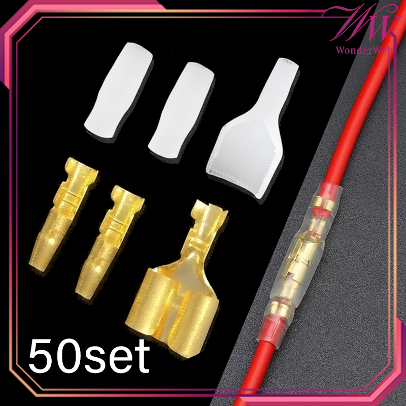50set Terminal Skun Gepeng Skun Kabel Bulat Skun Sambungan Kabel Dobel Female Male Skun Kabel Gepeng