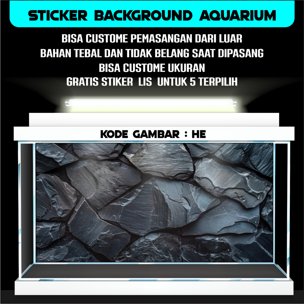 sticker wallpaper background aquarium belakang tema gambar batu marmer atau granit rockstone HE 2