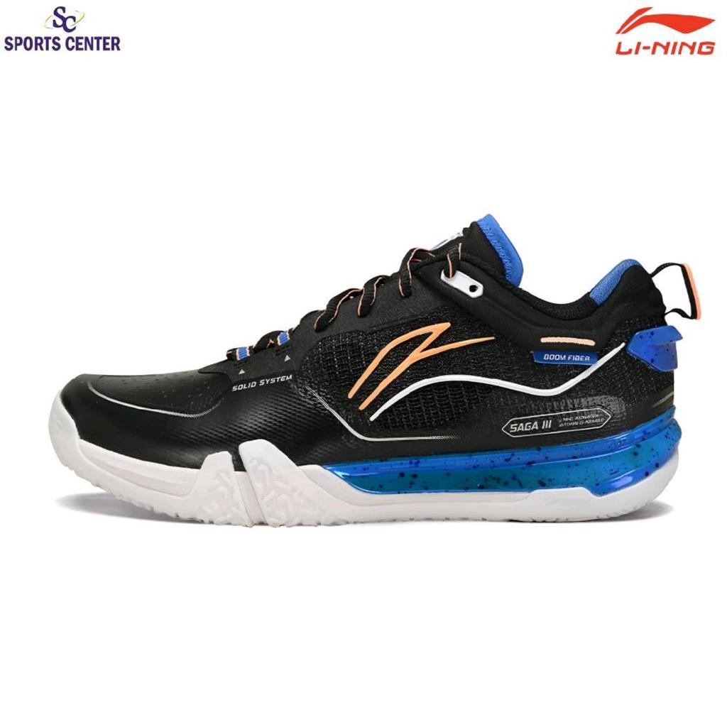 New Limited Sepatu Badminton Lining Saga III Pro / Saga 3 Pro AYAV001 Black / Crystal Blue